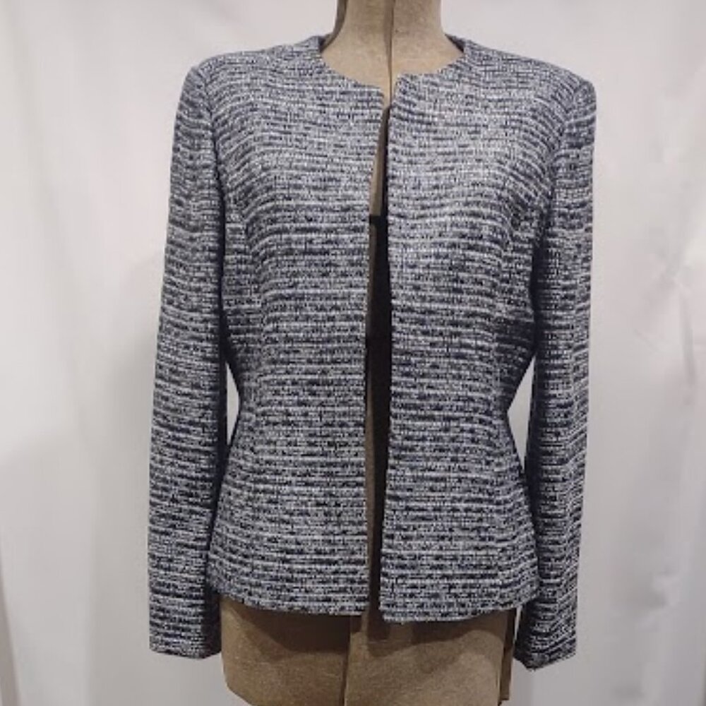 KASPER SUIT SEPARATES VINTAGE OPEN FRONT WOVEN BLAZER SHOULDER PADS LINEDPLUS 16